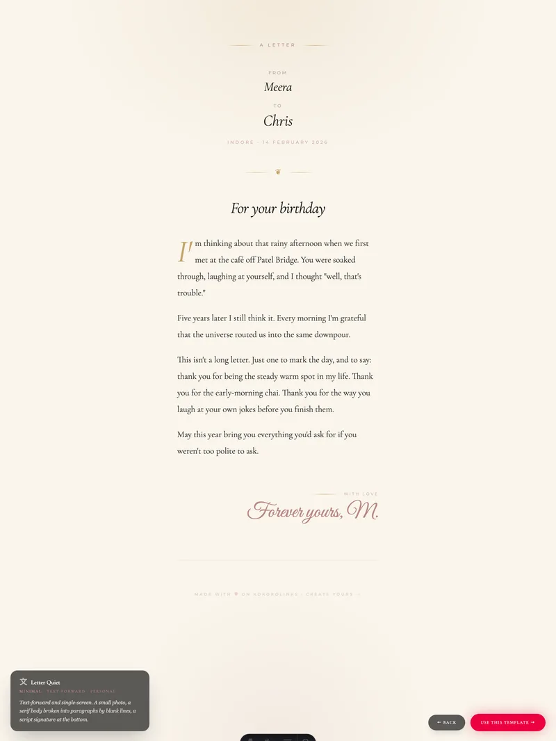 Letter Quiet template preview